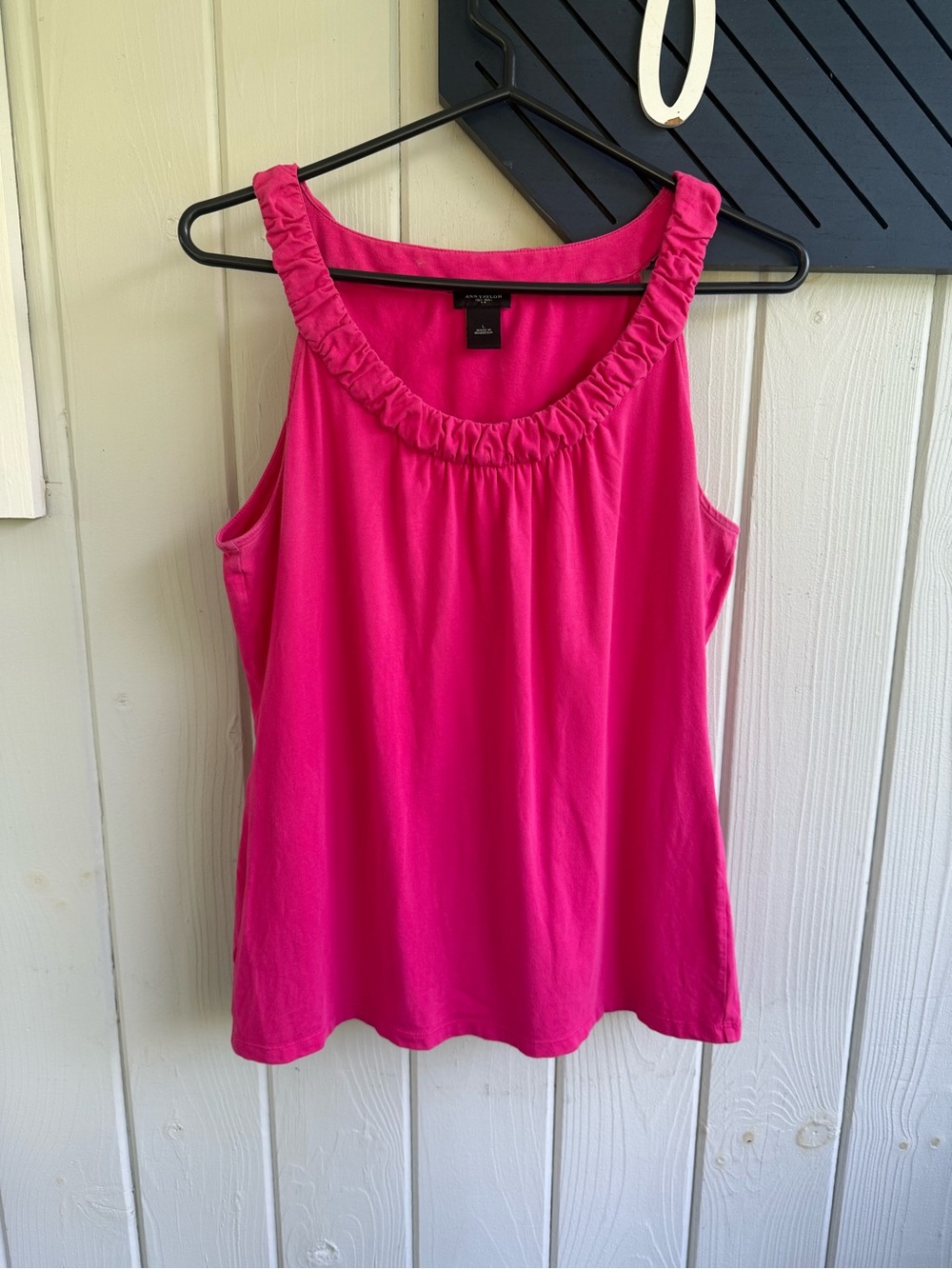 Ann Taylor Hot Pink Ruffle Trim Tank